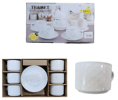 Porcelain Coffee or Tea Cups with Porcelain Saucers (12pcs)(150ml)(Design3)