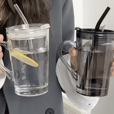Glass Travel Mug with Lid & Straw - DMC Wholesale