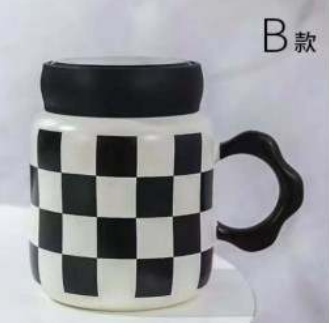 Designed Ceramic Cup Simple With Lid (480ml)