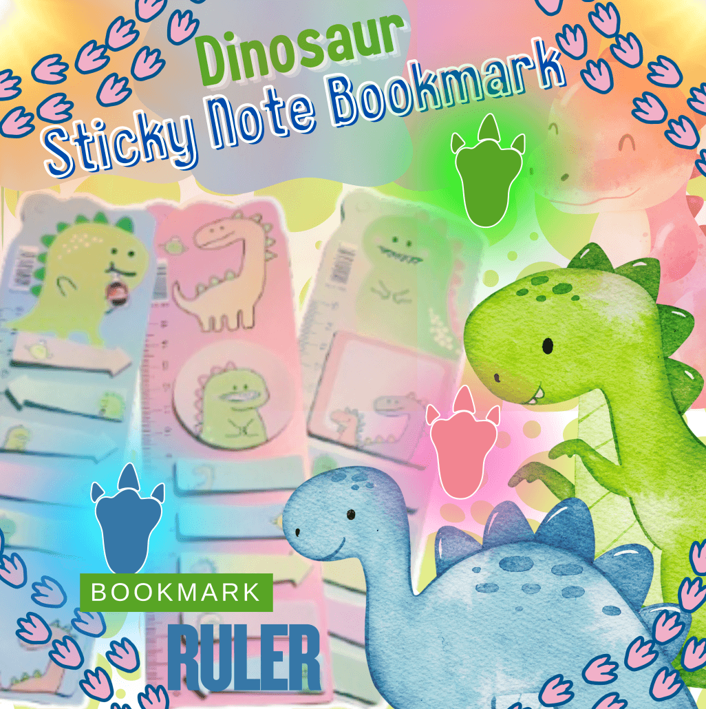 Dinosaur Sticky Note Ruler Memo Pad (Green) - DMC Wholesale