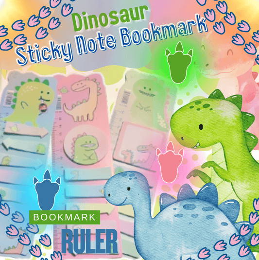 Dinosaur Sticky Note Ruler Memo Pad (Green) - DMC Wholesale