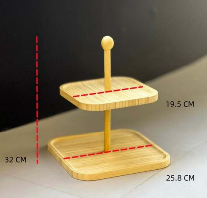 Square Bamboo Serving Stand (32cm)(2 Tier)
