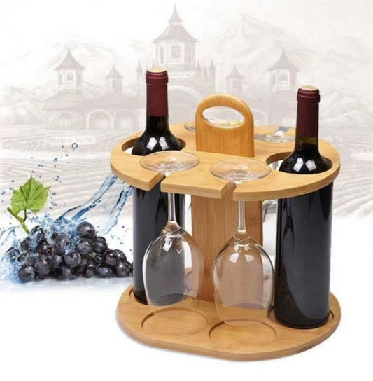 Double Wine Bottle And Glass Display Stand