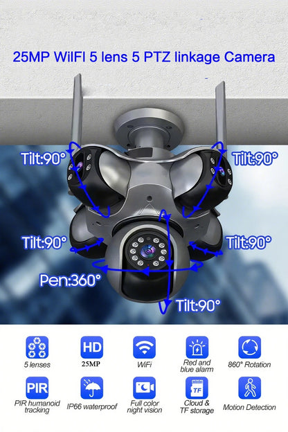 25MP Outdoor Five Lens 720 ° Rotating PTZ Camera