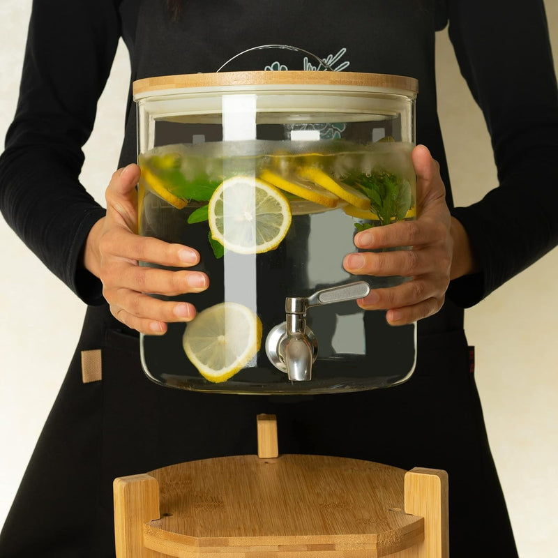 Juice Dispenser 5 Litre with Spigot and Wooden Stand (3.6L)