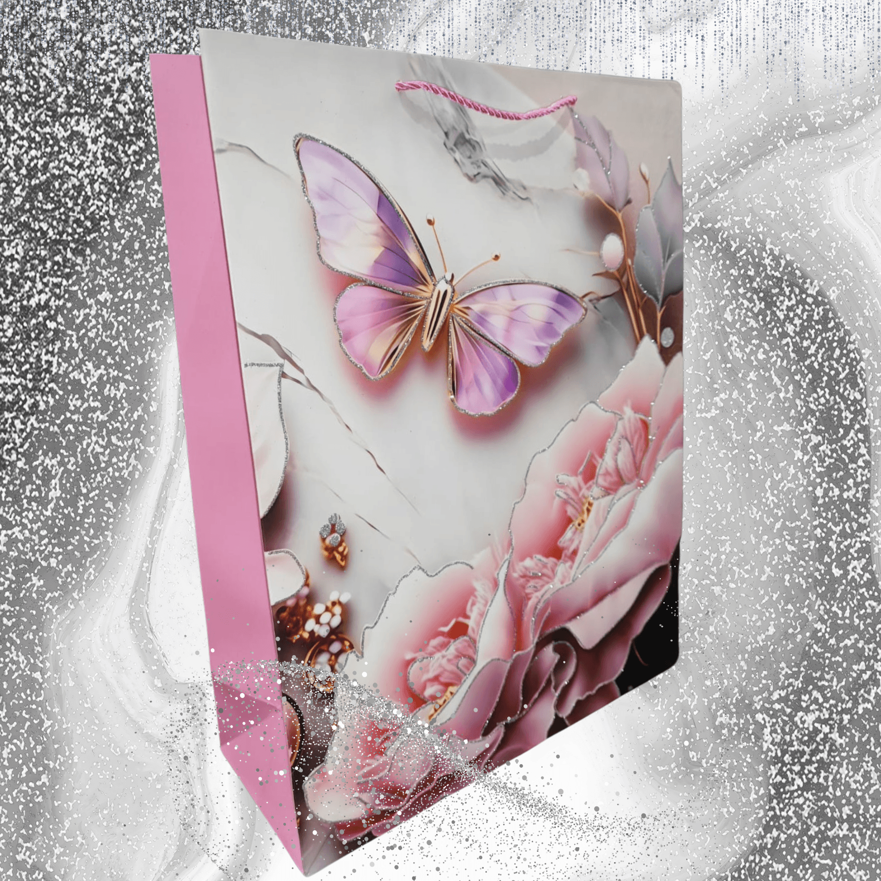 Glitter Butterfly Gift Bag (Large) - DMC Wholesale