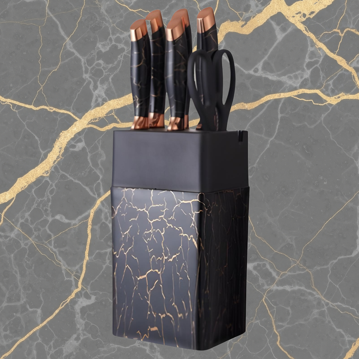 Marble Inspired Kitchen Knife Set (7 pcs)