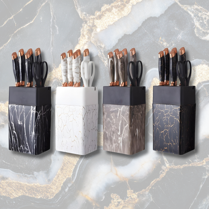 Marble Inspired Kitchen Knife Set (7 pcs)