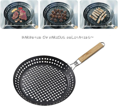 Grilling Skillet With Foldable Handle And Holes (30cm)