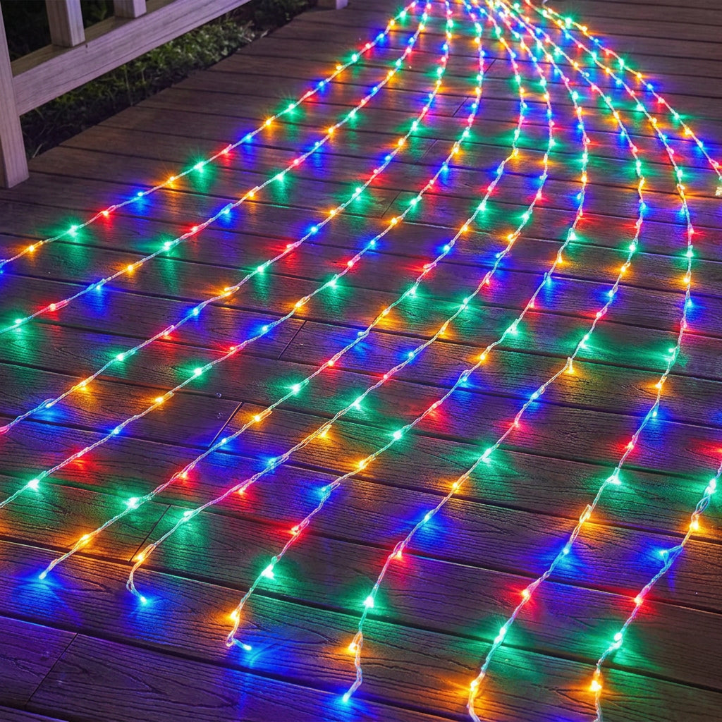 3m x 3m Curtain String Lights – 10 Strand Multicolour LED Window Light Net