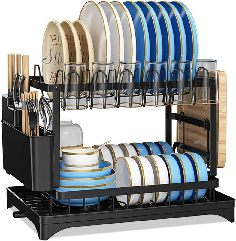 Auto Drain Dish Drying Rack (2 Tier)