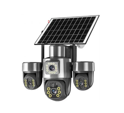 12MP Ultra HD Solar Powered WiFi PTZ Security Camera System with 3 Lens Rotation