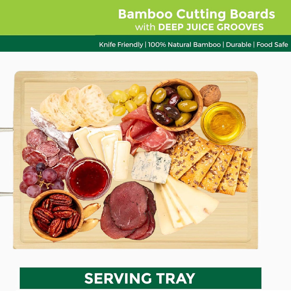 Bamboo Cutting Board With Stainless Steel Handle