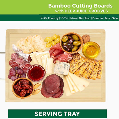 Bamboo Cutting Board With Stainless Steel Handle