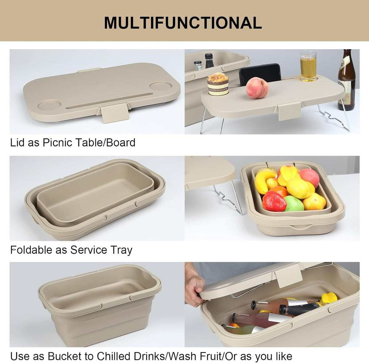3in1 Collapsible Picnic Basket, Basin And Table