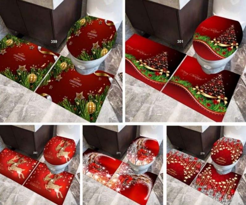 3D Bathroom Mat Set (3 pcs)(Christmas)