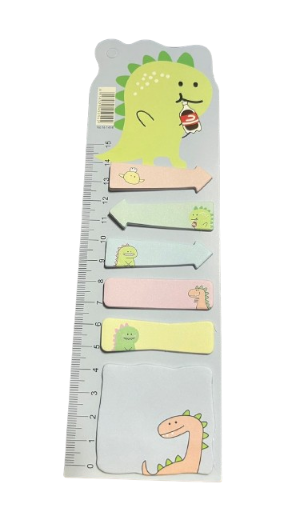 Dinosaur Sticky Note Ruler Memo Pad (Blue)