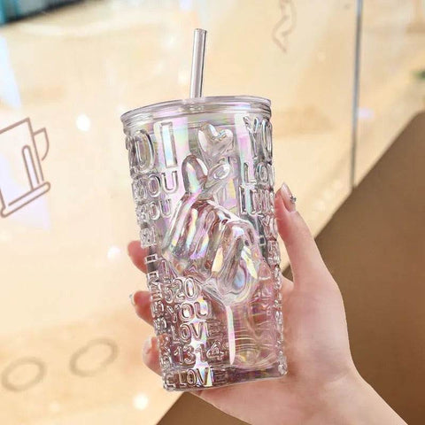 Elegant Aesthetic Glass Tumbler Mug (430ml)(Each)