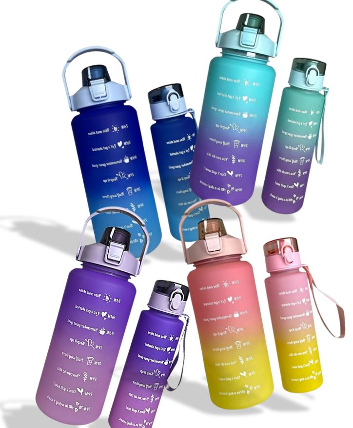 Combo: Vibrant Motivational Water Bottles (2 pcs)(Blue)