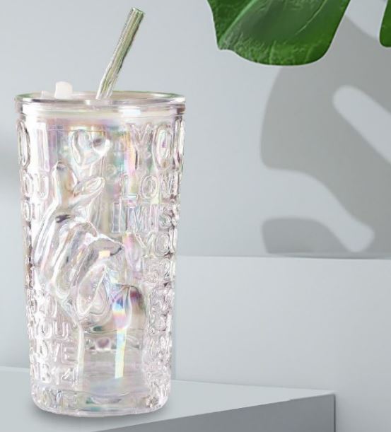 Elegant Aesthetic Glass Tumbler Mug (430ml)(Each)