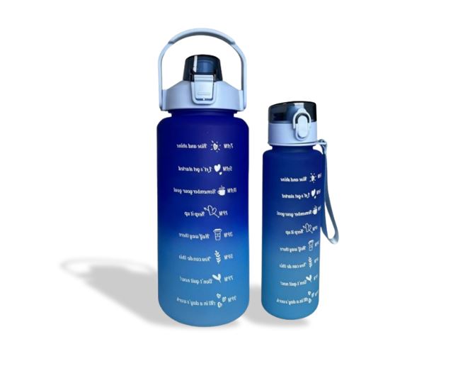 Combo: Vibrant Motivational Water Bottles (2 pcs)(Blue)