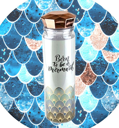 Mermaid Plastic Water Bottle With Crystal Lid (550ml)