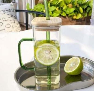 Clear Glassware Mug With Straw