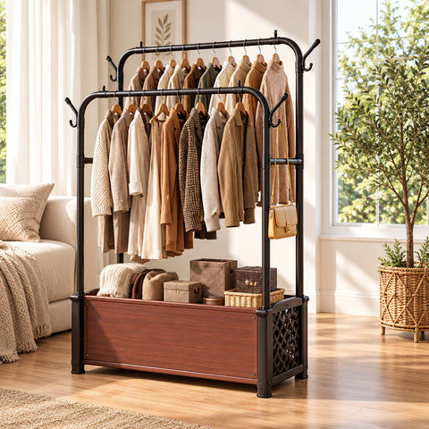 H-Frame Clothes Rack with Storage Shelf