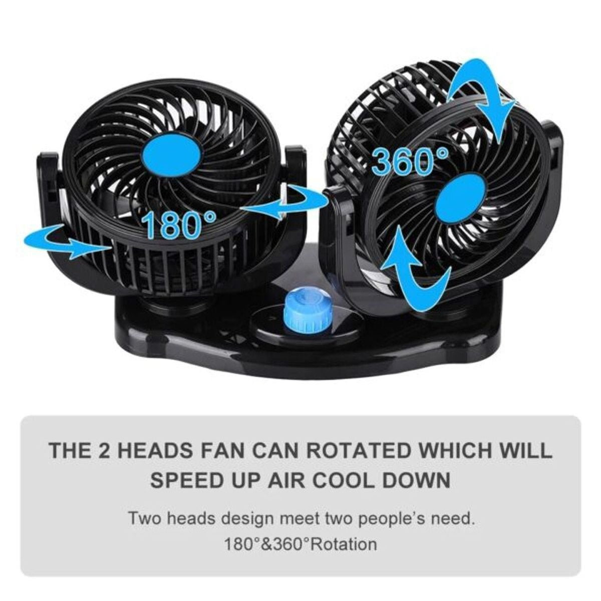 Mini 12V Double Headed Vehicle Fan