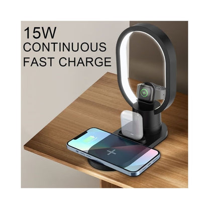 Magnetic 4-in-1 Wireless Charging Dock with Lamp (15W)(iPhone)