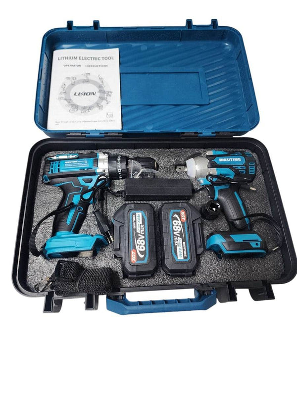 Rechargeable Hammer Drill and Impact Wrench Set (68V)(2 Batteries)