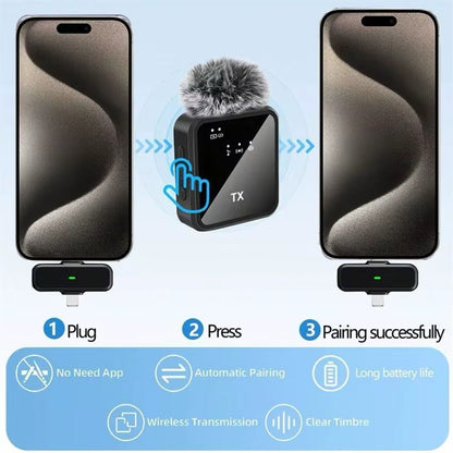 Dual Wireless Lavalier Microphones For iPhone/ Camera/ Android Devices