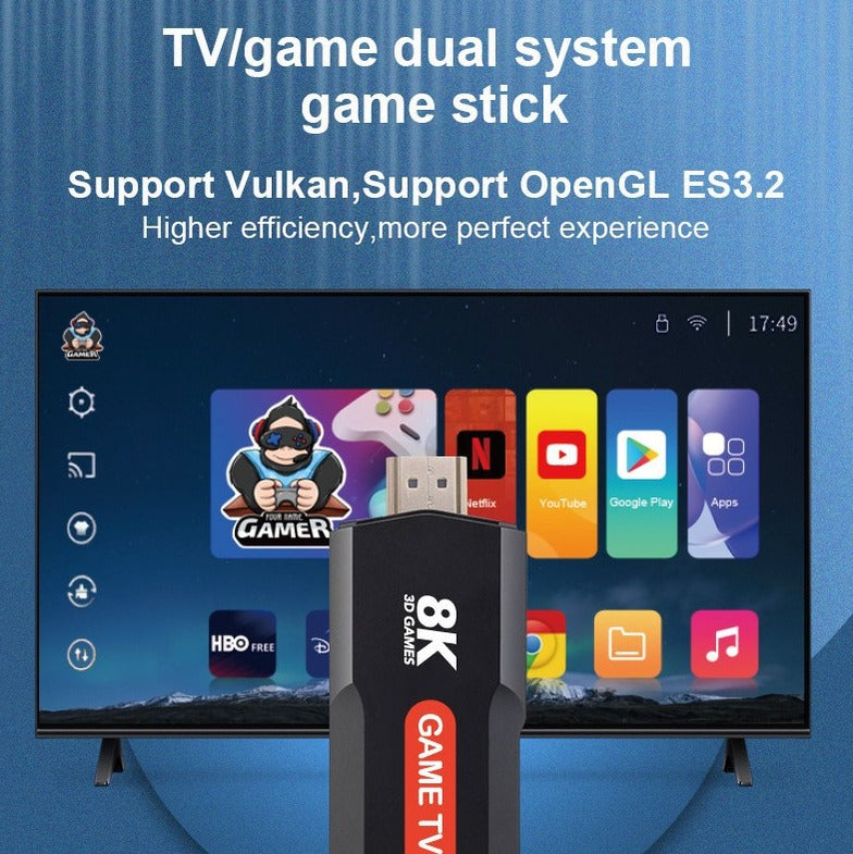 8K Ultra HD TV Stick Game Console + 2 x Wireless Controllers
