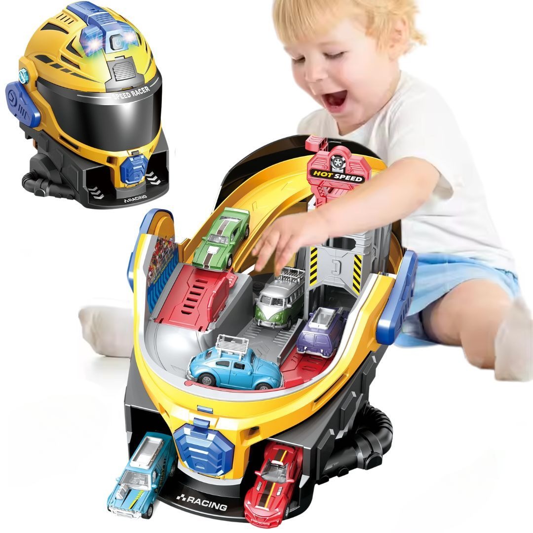 Hot Speed Helmet Parking Lot Playset