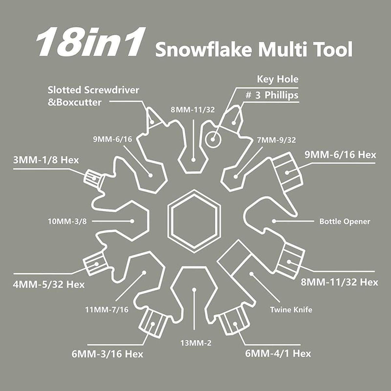 18in1 Snowflake Keychain Multi Tool