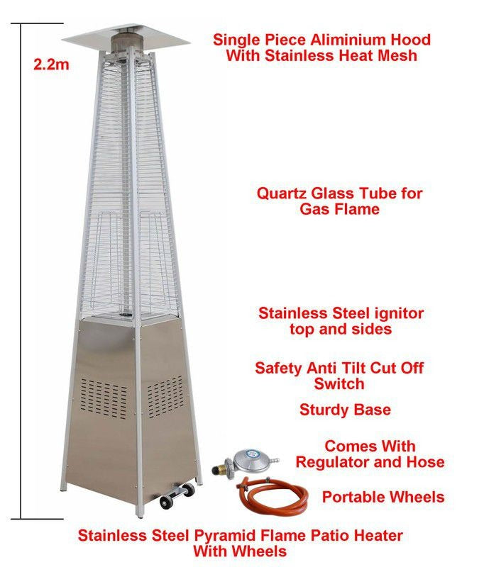 Stainless Steel Gas Flame Pyramid Patio Heater