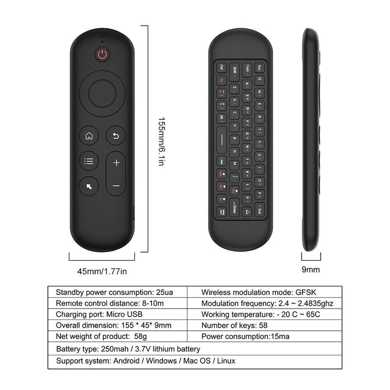 Air Mouse Remote with Mini Keyboard & 6-Axis Gyro Sensor