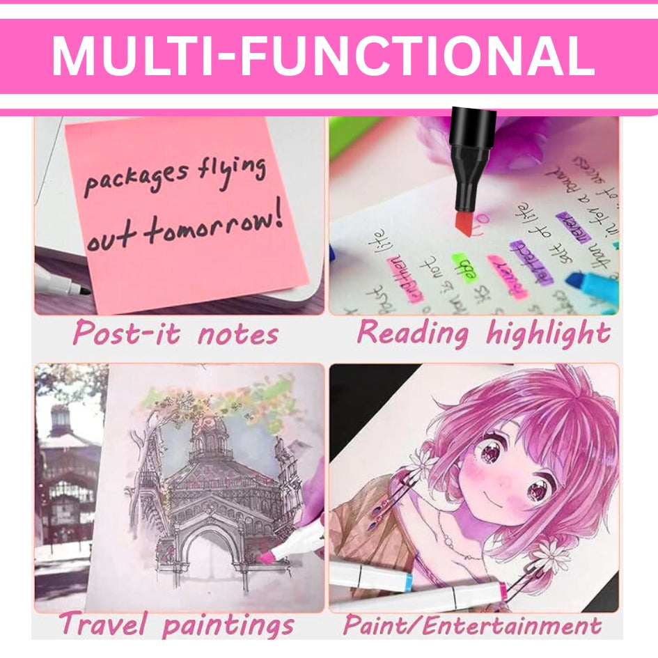 Coloured Dual Marker And Highlighter Pen Set (120 pcs)