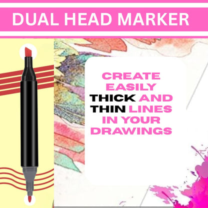 Coloured Dual Marker And Highlighter Pen Set (120 pcs)
