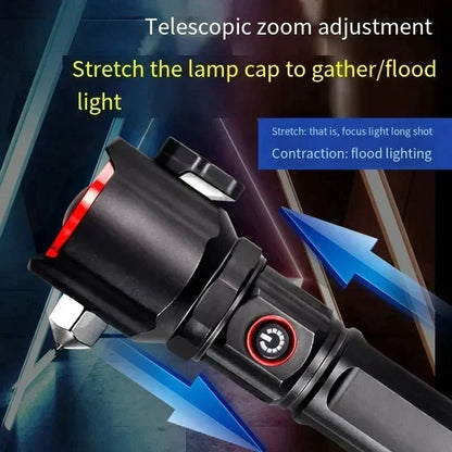 FlashLight With Hammer Cutter & PowerBank