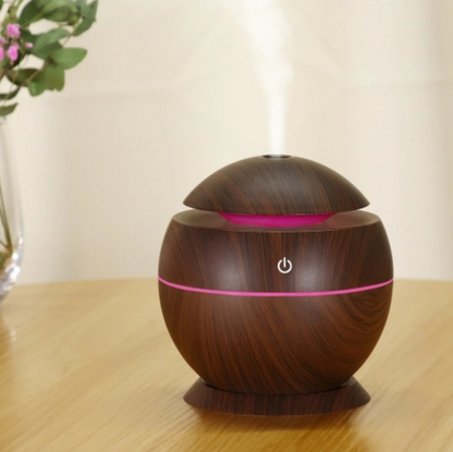 Mini Round LED Ultrasonic Aroma Humidifier (130ml)