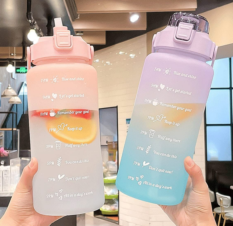 Combo: Vibrant Motivational Water Bottles (2 pcs)(Blue)
