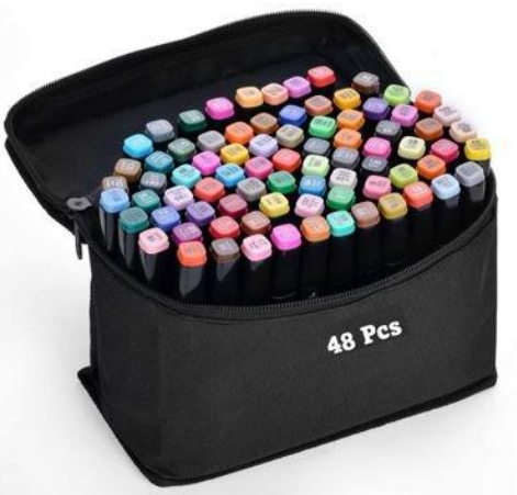 Coloured Dual Marker And Highlighter Pen Set (48 pcs)