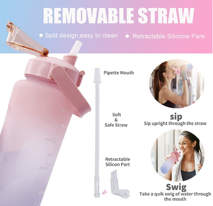 Combo: Vibrant Motivational Water Bottles (2 pcs)(Blue)