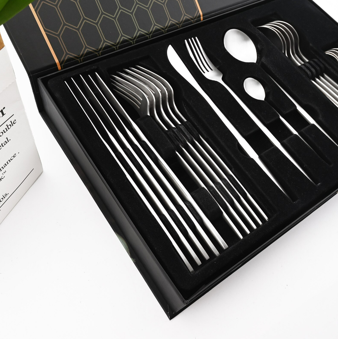 Polished Cutlery Set (24 pcs)(Silver)