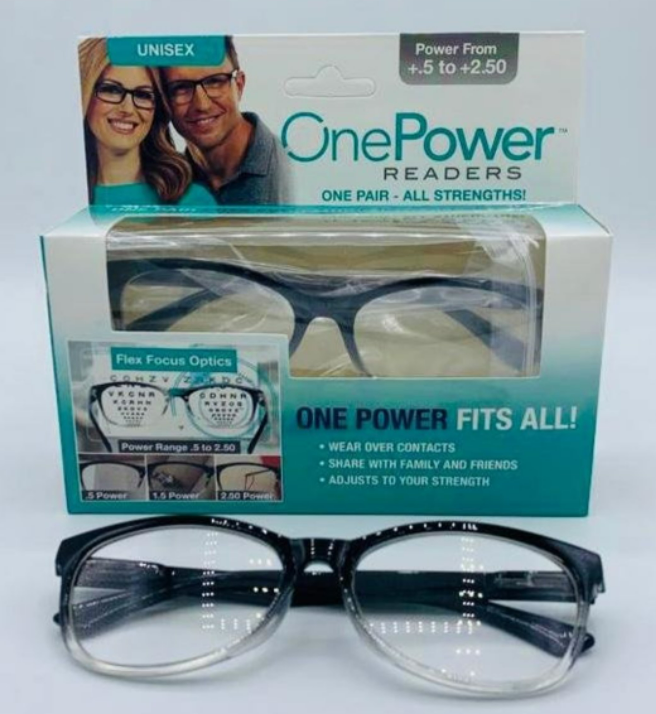 Adjustable Strength One Power Reading Glasses