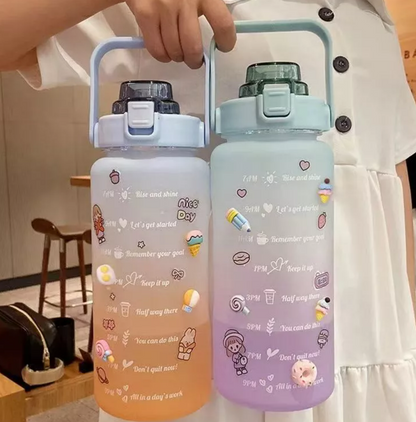 Combo: Vibrant Motivational Water Bottles (2 pcs)(Blue)
