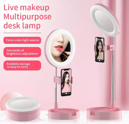 Adjustable Live Mirror With Ring Light