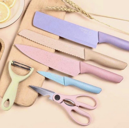 Pastel Corrugated Kitchen Knife Set (6 pcs)