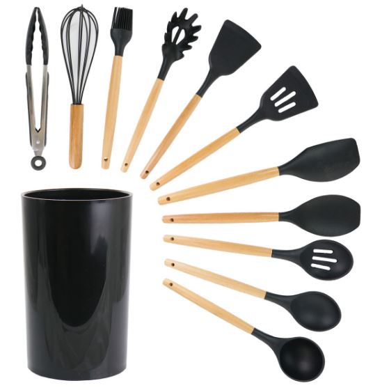 Silicone Utensil Set (12 pcs)(Black)